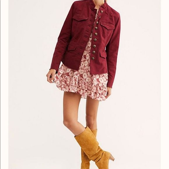 NWT Free People Maroon Red Ella Sergeant Military/Riding Jacket. - Picture 1 of 10